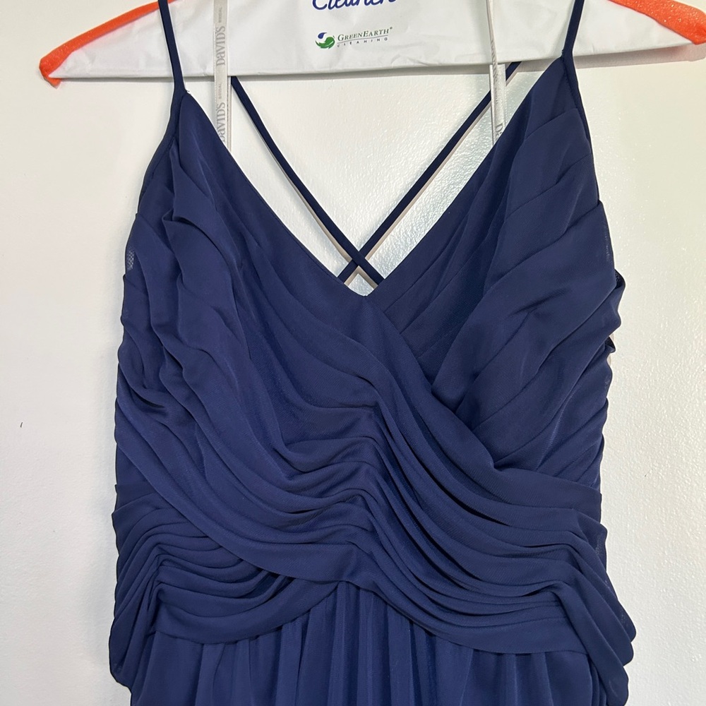 David's Bridal Deep Blue Bridesmaid Formal Wedding Guest Dress